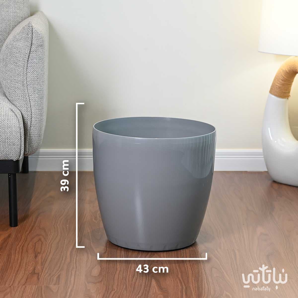 حوض نباتات ري ذاتي 43 سم رمادي فاتح 3