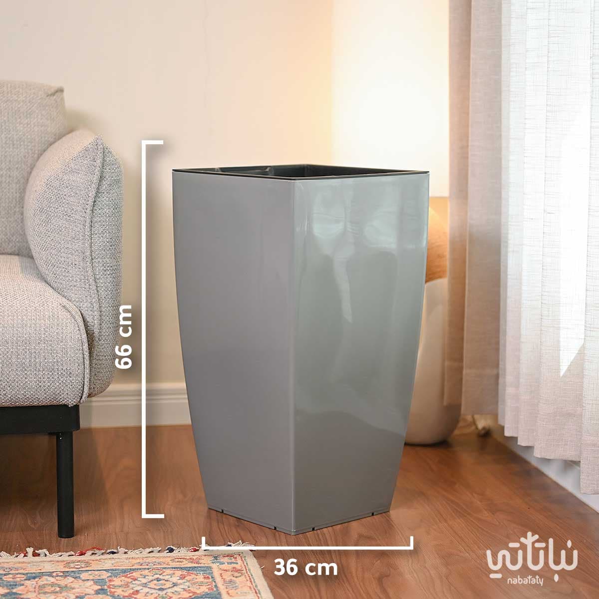 Large light gray plastic linear self watering pot 3