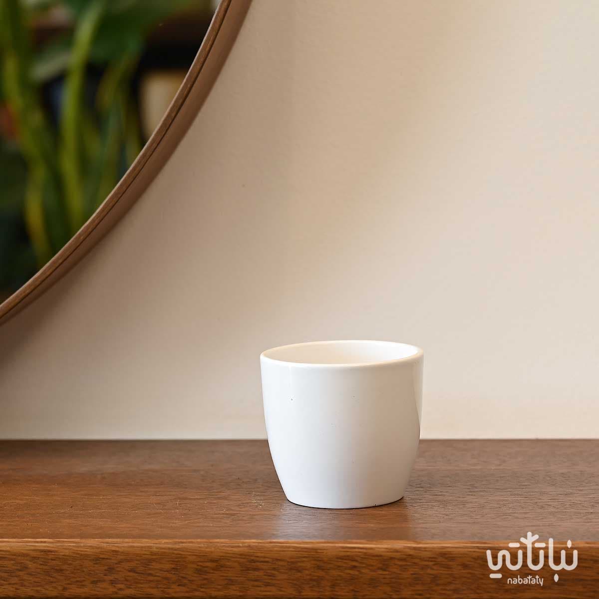 حوض سيراميك ابيض صغير 8 سم