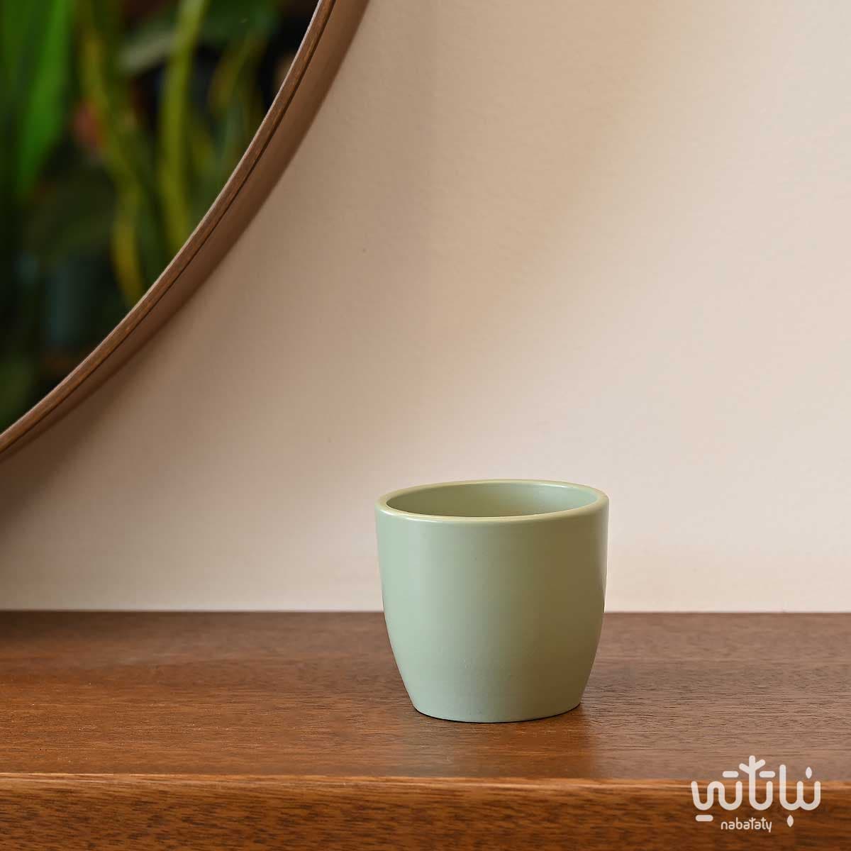 حوض سيراميك اخضر فاتح صغير 8 سم 1