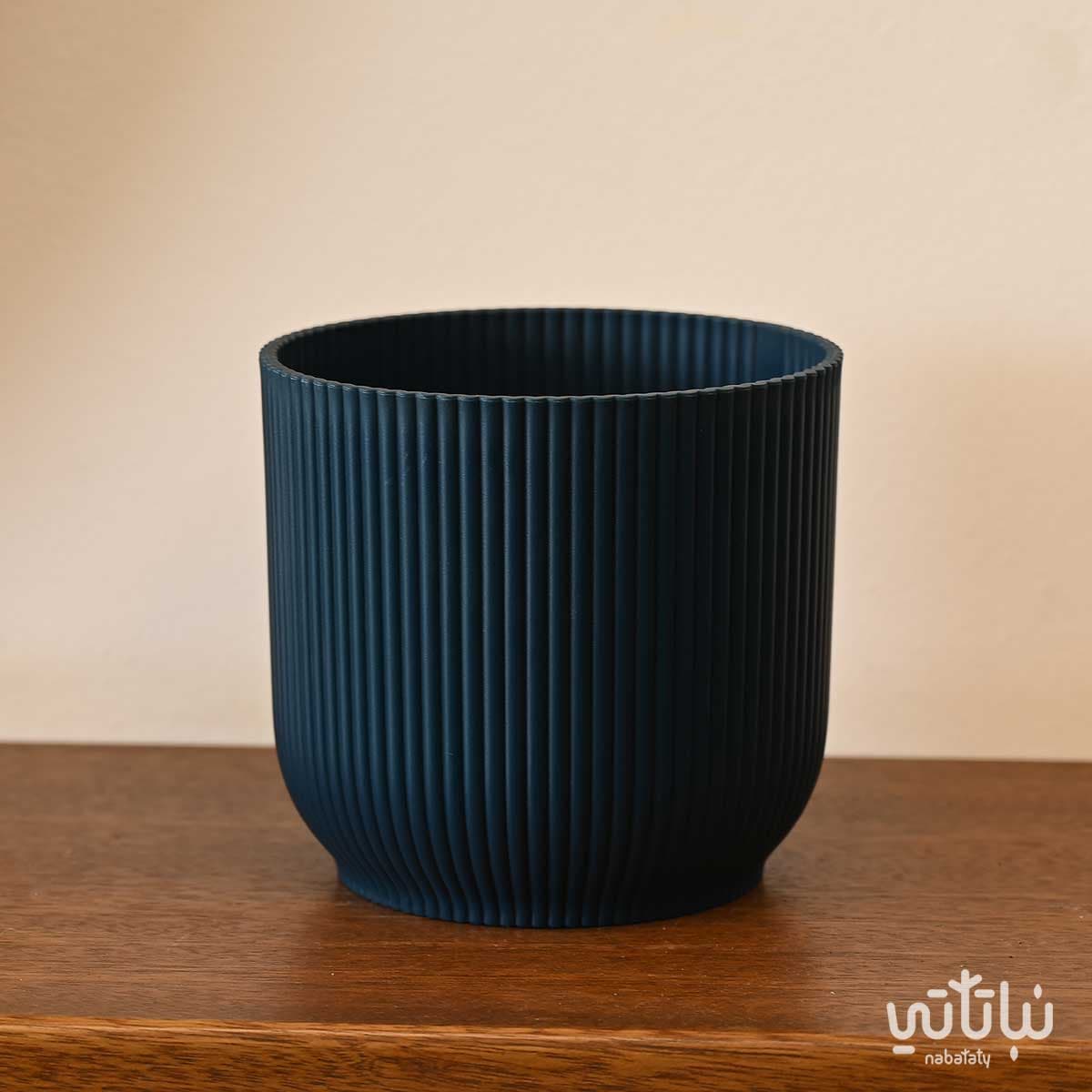 حوض بلاستيك دائري مخطط ازرق داكن 14 سم 1