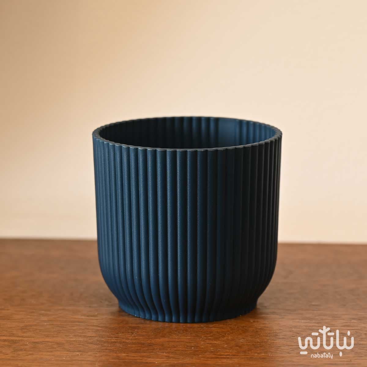 حوض بلاستيك دائري مخطط ازرق داكن 9 سم 1