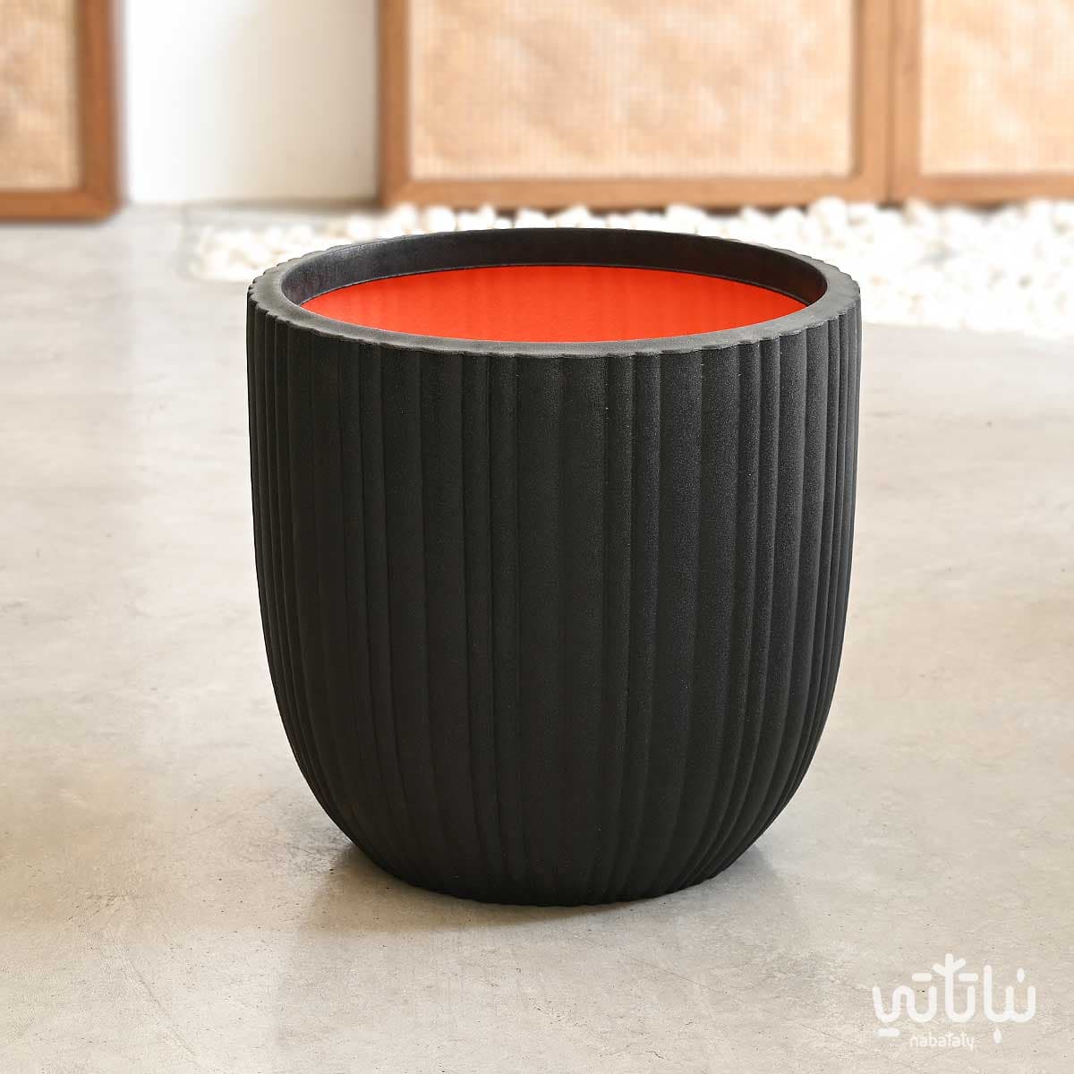 حوض كابي فايبر اسود مخطط 54 سم 1