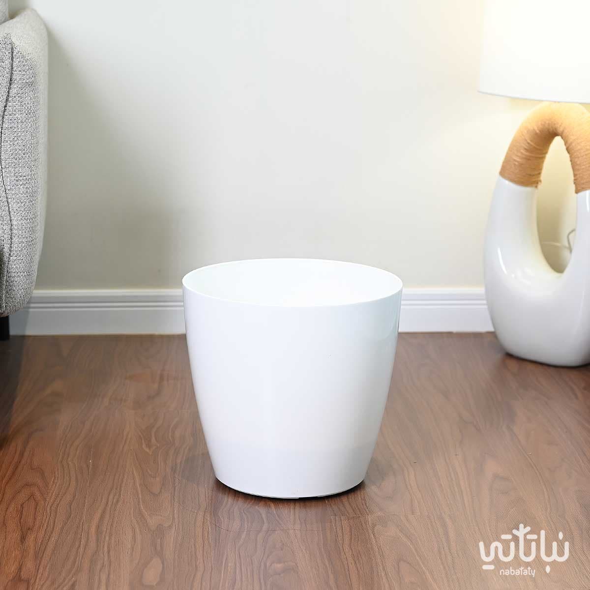 حوض نباتات ري ذاتي دائري ابيض 30 سم