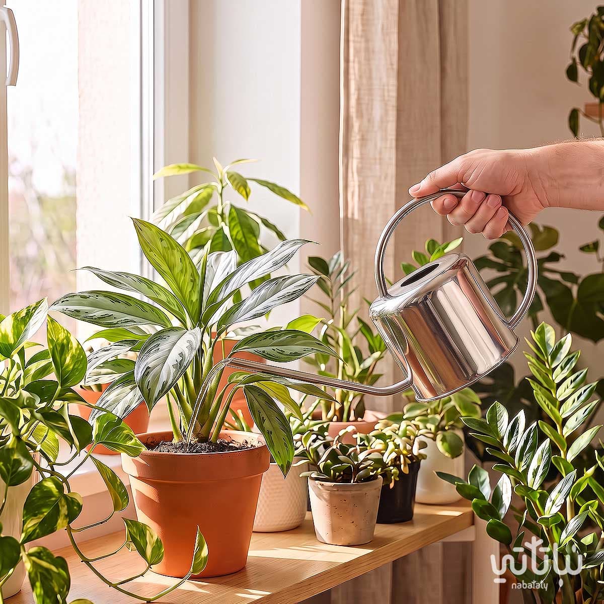 Silver stainless steel watering can 3