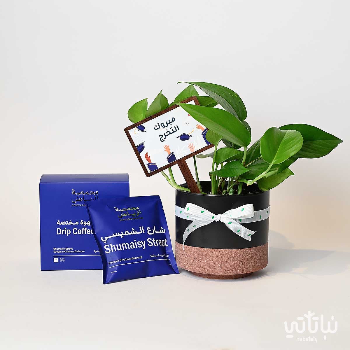 Congratulations on Graduation gift Pothos plant and Riyadh roasted coffee