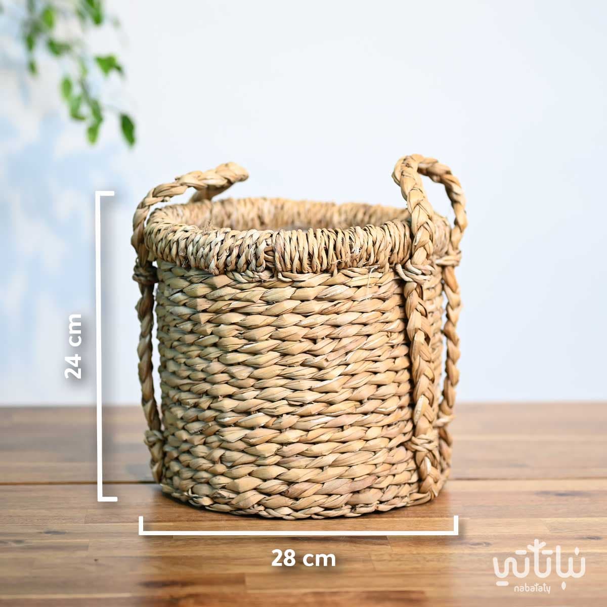 سلة الياف طبيعية بمقبض 28 سم 2