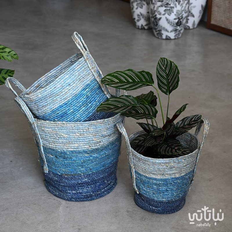 Blue wicker baskets set Nabataty Shop