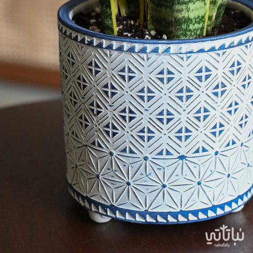 جلد النمر صغيرة في اصيص فخاري