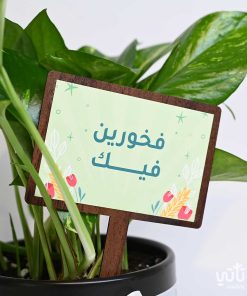 تغريسة خشبية بعبارة فخورين فيك